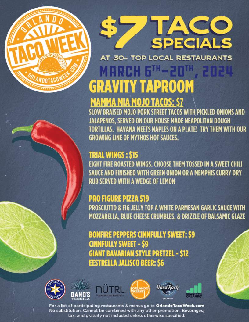 Gravity Taproom Orlando Taco Week