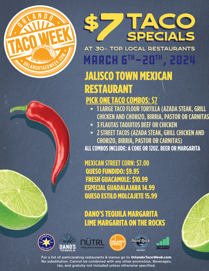 Jalisco Town Mexican Restaurant Orlando Taco Week